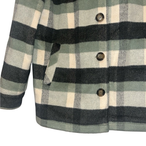 Koolaburra by Ugg Green‎ Plaid Coat Shacket Sherpa Collar size Small - Picture 6 of 10